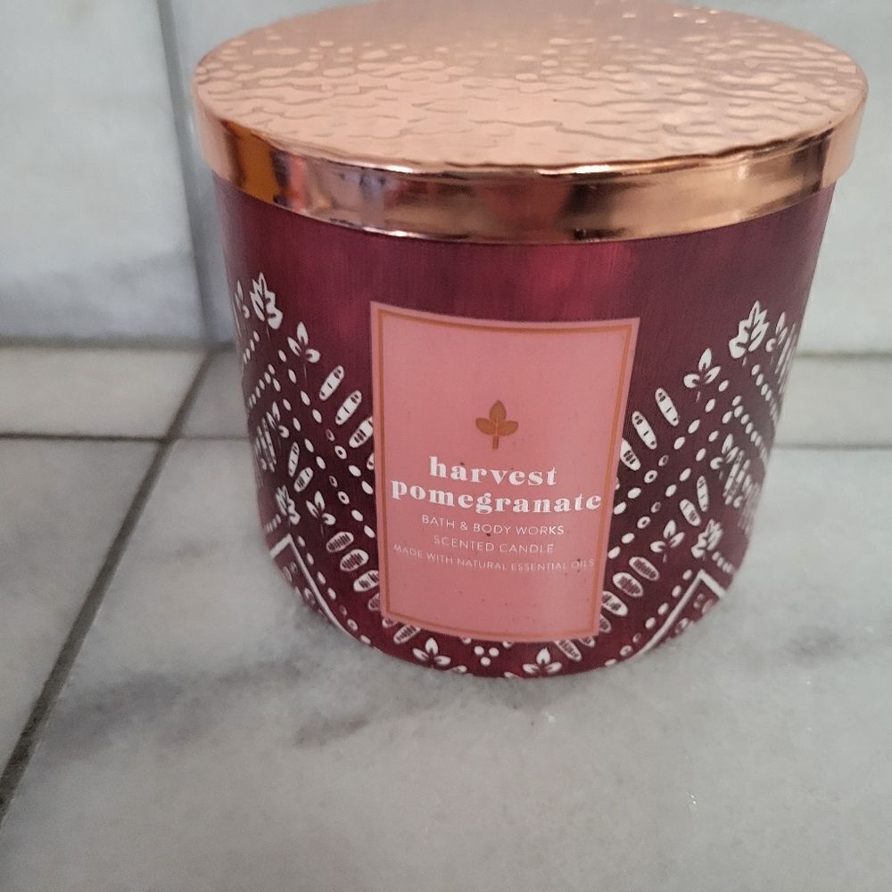 Harvest Pomegranate Bath & Body Works Large Scented Candle Holder NWT